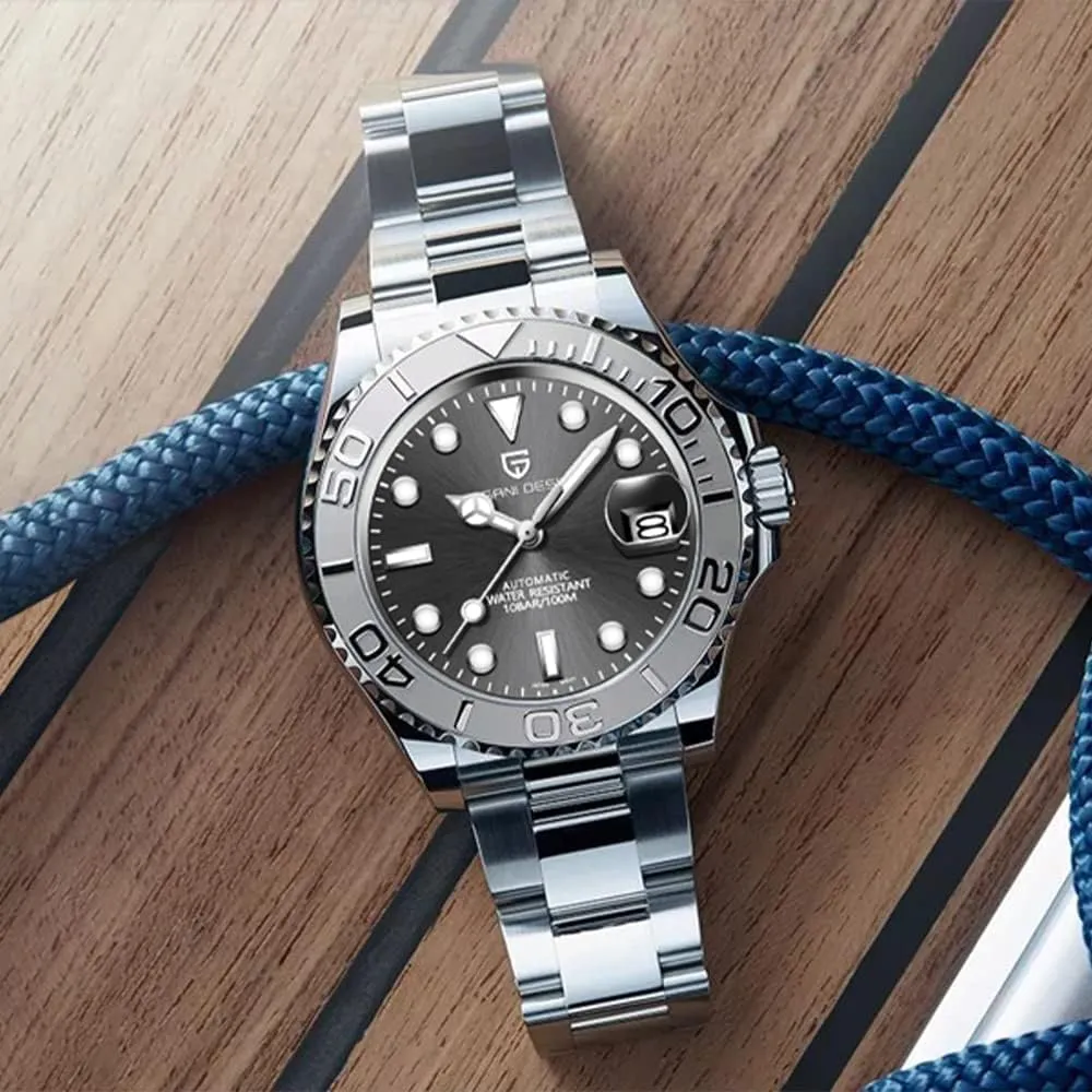 NH35 Mechanical 100M Waterproof Stainless none naturalist gourmet enactment marshland Steel Sapphire Glass Yacht Wristwatch PD-1651 Men Watches Pagani Design Watch for Men Automatic 