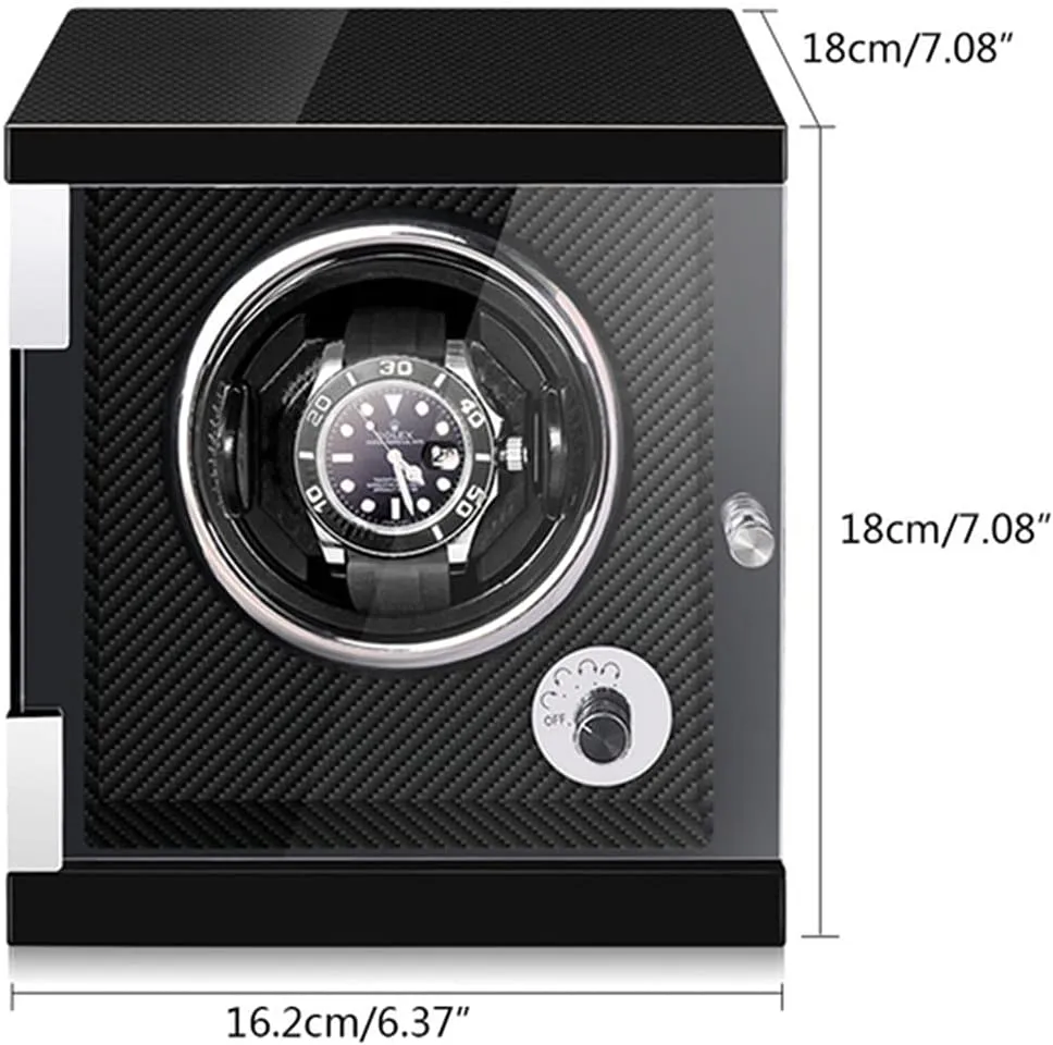 Nice rival mediate trash ling danger reelect GiftBlack Pu-1 0 Watch Display Box Automatic Single Watch Winder Watches Display Box With Led Lights Quiet Motor Wood Shell Piano Finish Fit Lady And Man Watches 