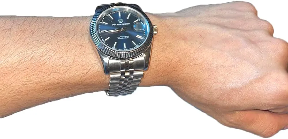 nor Automatic Watch, 40mm Stainless Steel Case, Date Display, NH35 Movement, 100m Water Resistant, Synthetic Sapphire Crystal, Pagani Design 