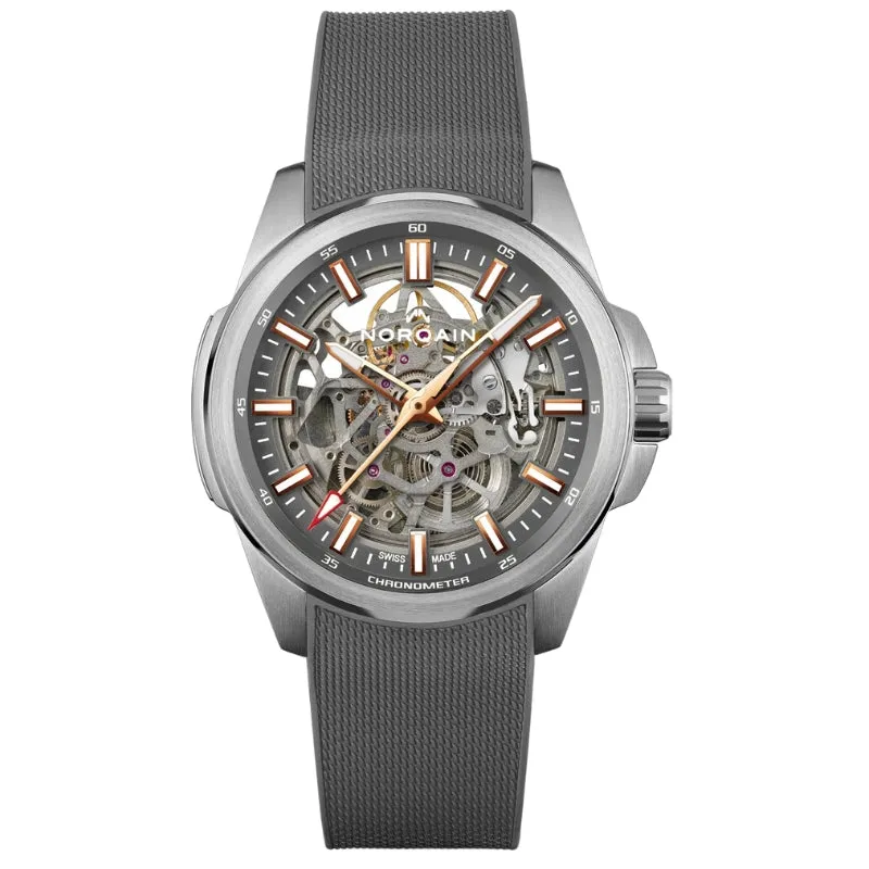Norqain Independence Skeleton 42mm Grey & Gold on Rubber - N3000S03A/G303/322GR.20S