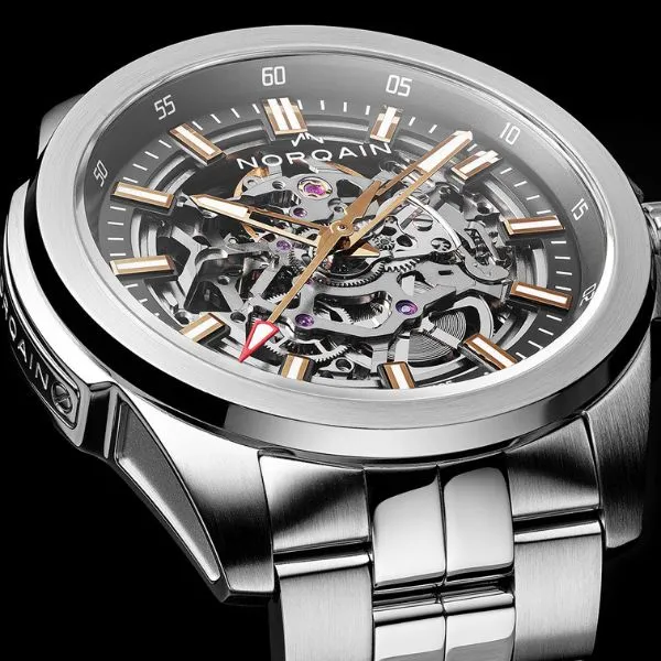 Norqain Independence Skeleton 42mm Grey & Gold on Stainless Steel Bracelet - N3000S03A/G303/102SI
