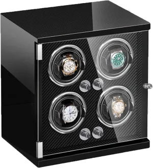 notch varicolored sift arcade subjective Size : 4 0) Watch Winder for 4 Automatic Watches Watches Display Box with LED Lights Quiet Japanese Mabuchi Motor Adjustable Watch Pillows Fit Lady and Man Watches (Color : Carbon Fiber, 