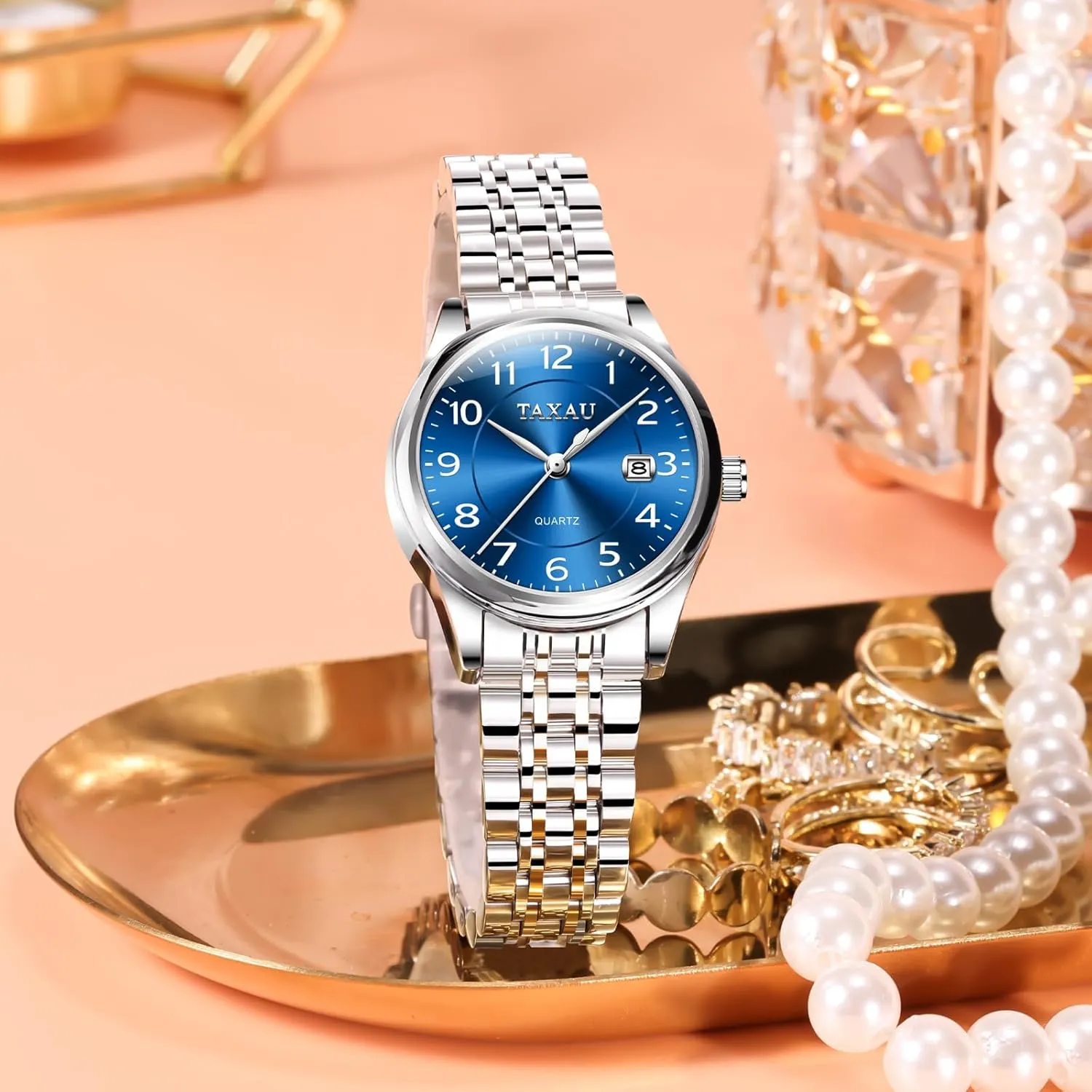 Numeral alga Diamond Stainless Steel Waterproof Watches for Women with Date Day Women Wristwatch Women's Watches Roman 