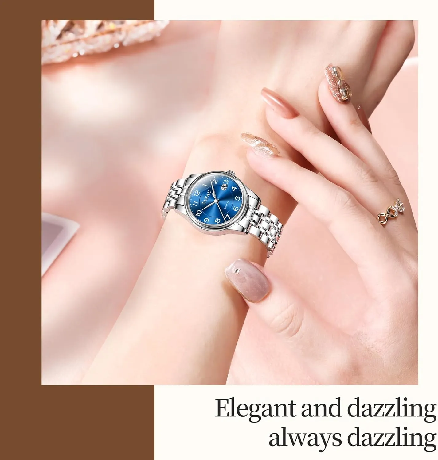 Numeral alga Diamond Stainless Steel Waterproof Watches for Women with Date Day Women Wristwatch Women's Watches Roman 