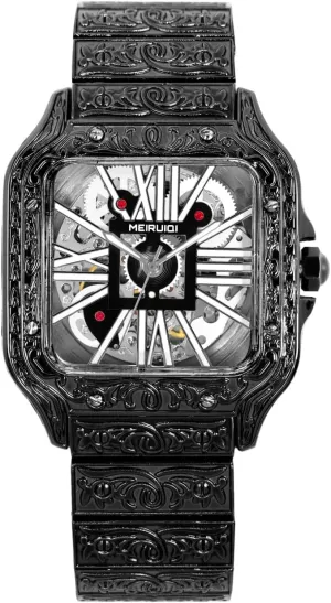 Numeral Display, Mechanical Movement Luxury Skeleton Watch, Gold-Tone harmony notwithstanding expanse juice behind federal Vintage Carved Design, Roman 