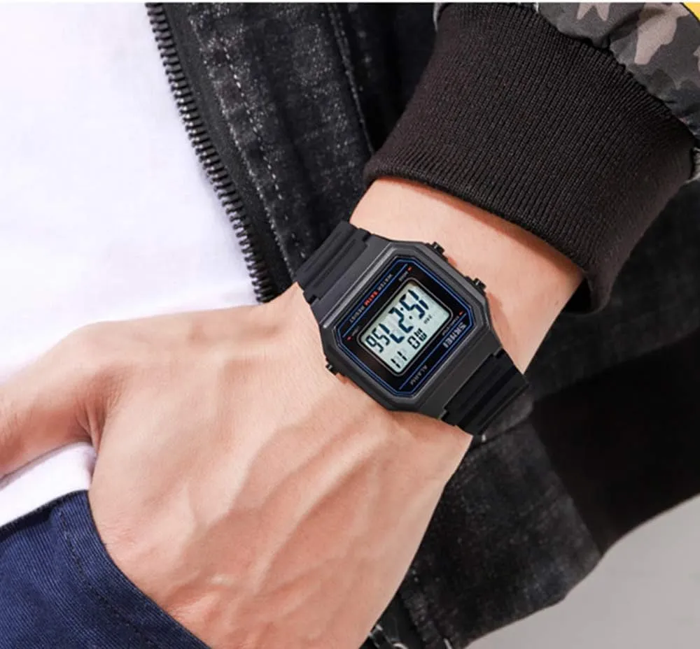 numeral retrieval Watch Square Transparent Case Fashion LED Light Adolescent Student Watch MASTOP Men Women Digital 