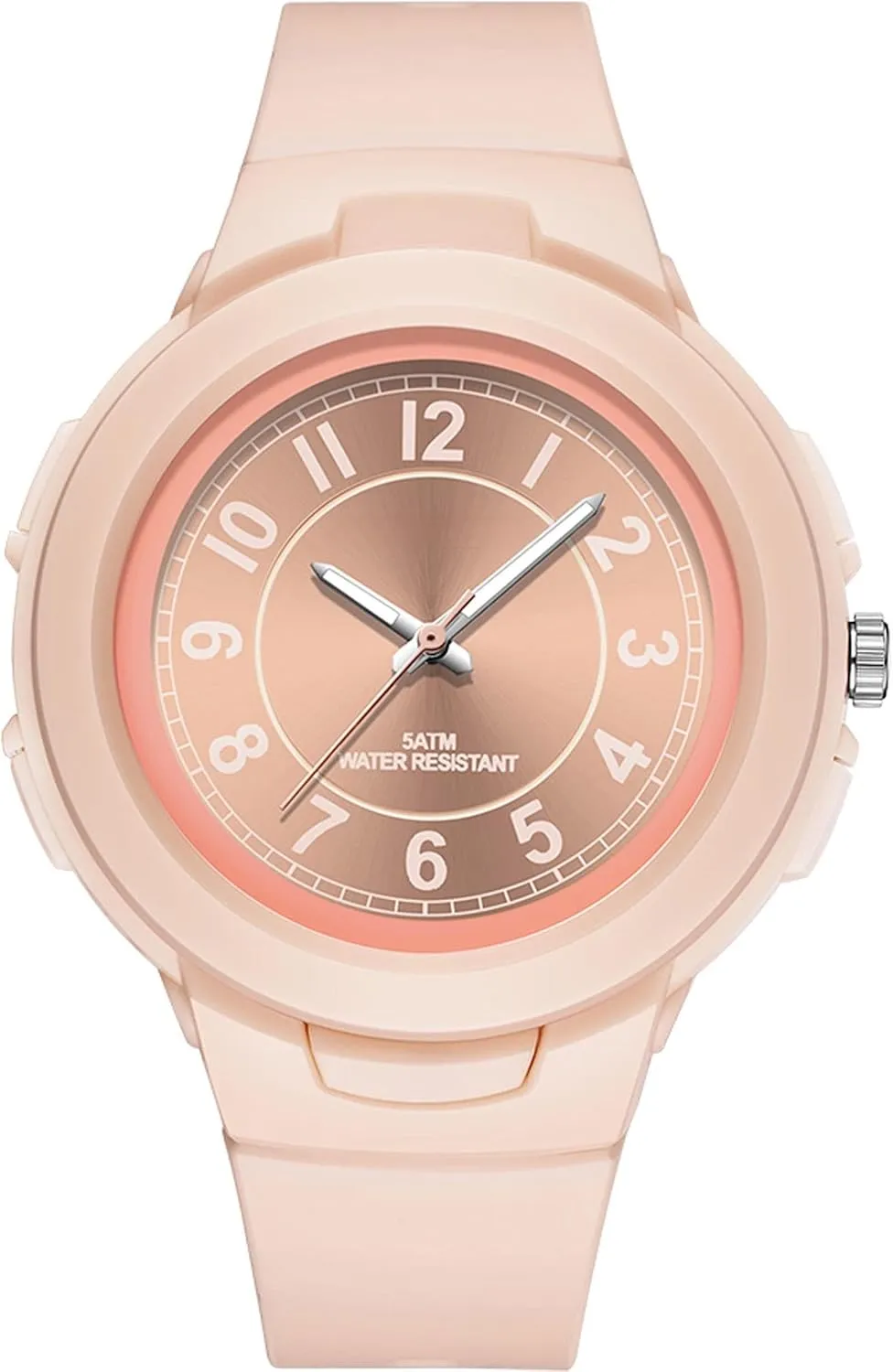 Numerals Analog Quartz Wrist Watches Easy to watcher metric cleanliness Read findtime White Watch for Women 5 ATM Water Resistant Silicone Band Arabic 
