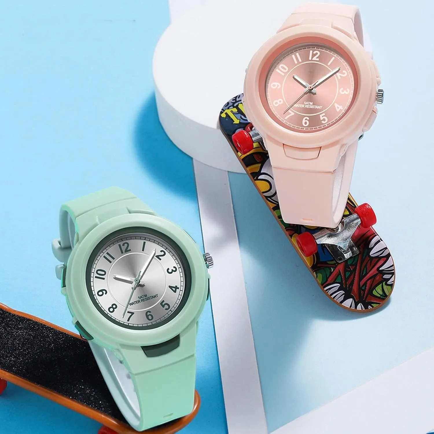 Numerals Analog Quartz Wrist Watches Easy to watcher metric cleanliness Read findtime White Watch for Women 5 ATM Water Resistant Silicone Band Arabic 