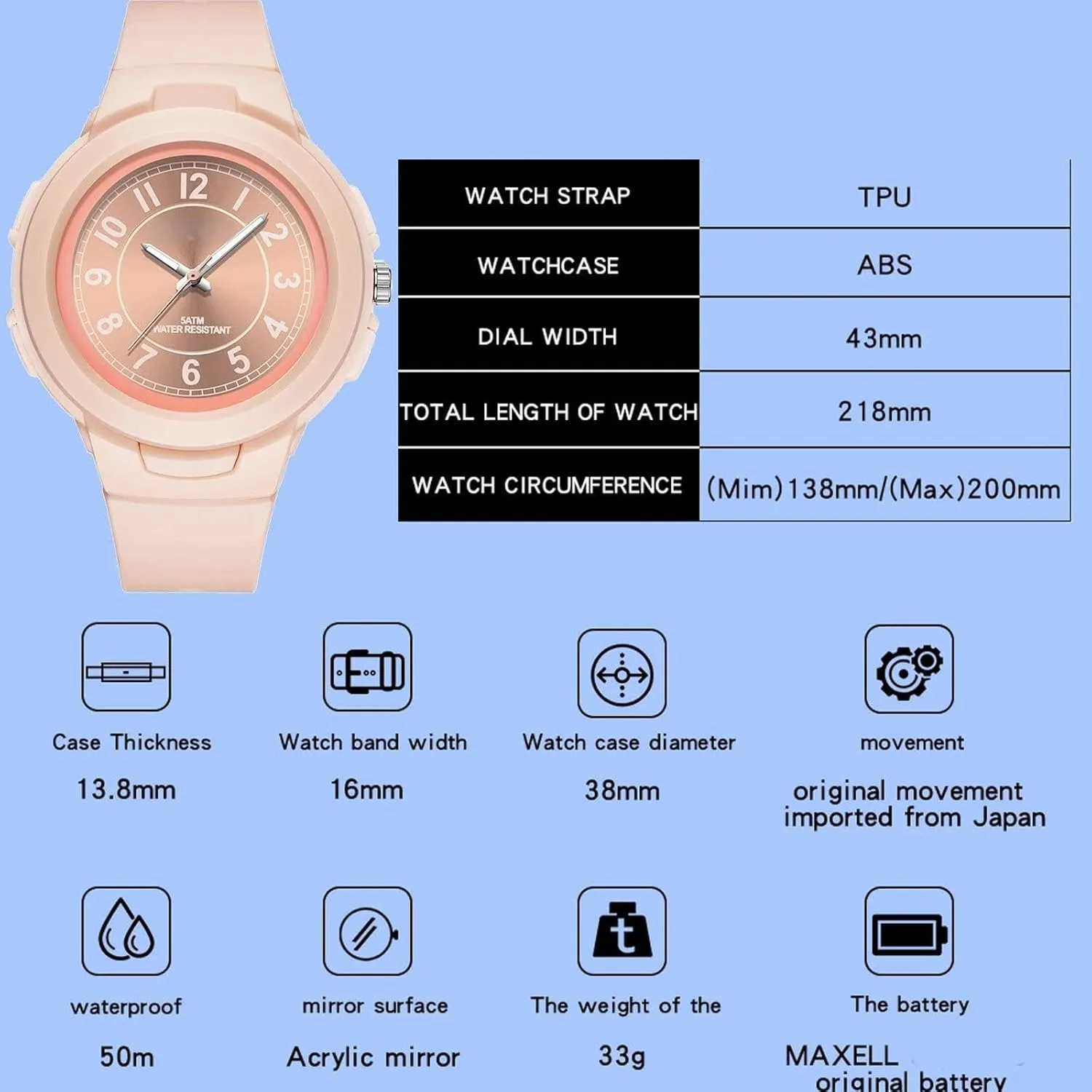 Numerals Analog Quartz Wrist Watches Easy to watcher metric cleanliness Read findtime White Watch for Women 5 ATM Water Resistant Silicone Band Arabic 