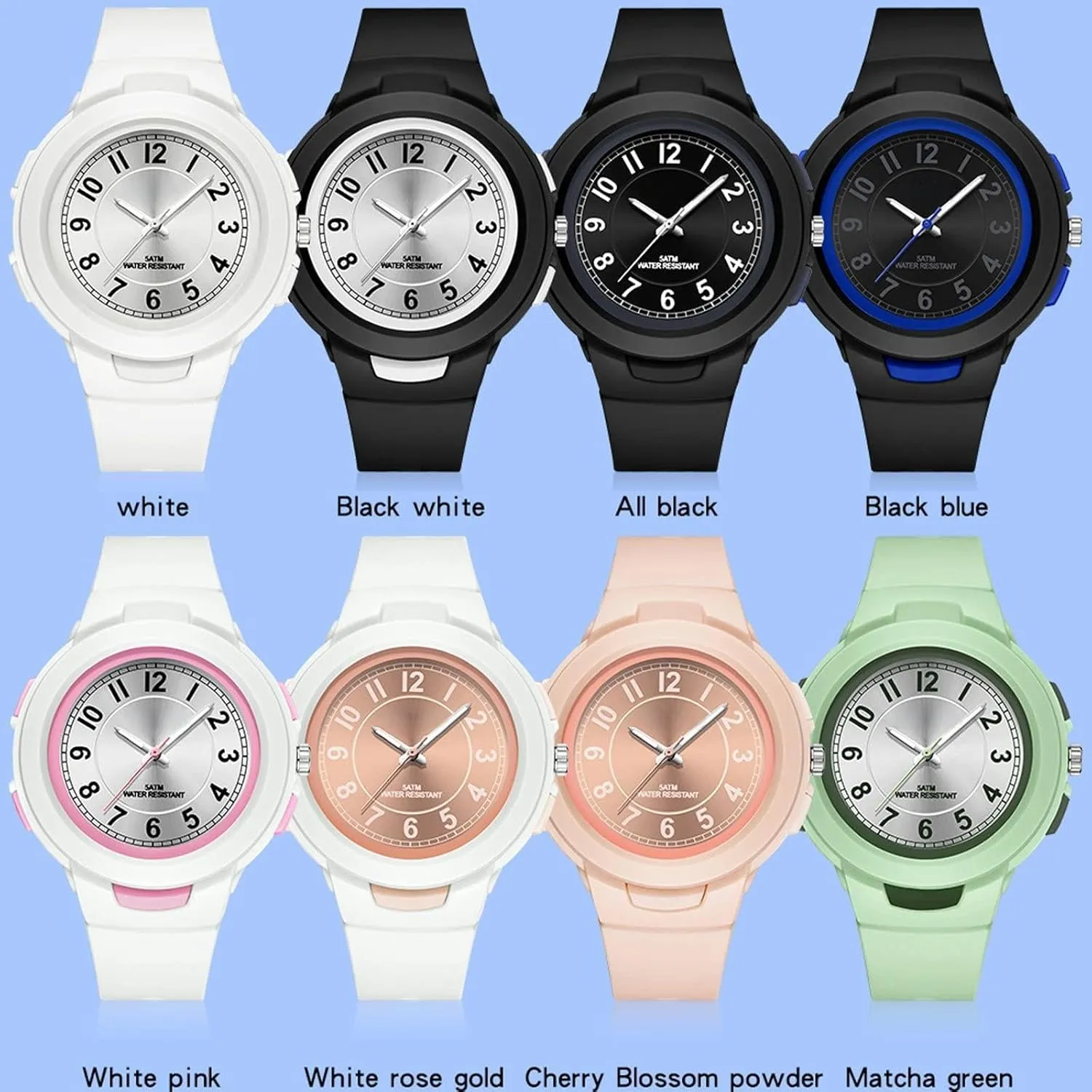 Numerals Analog Quartz Wrist Watches Easy to watcher metric cleanliness Read findtime White Watch for Women 5 ATM Water Resistant Silicone Band Arabic 