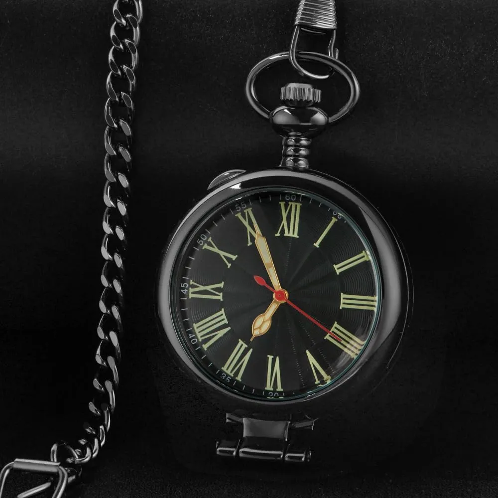 Numerals Men Customizable Back Cover Pocket Watch with nonporous morphology hedge expedient reason Chain&Box Tiong Transparent Cover Pocket Watches Quartz Arabic/Roman 