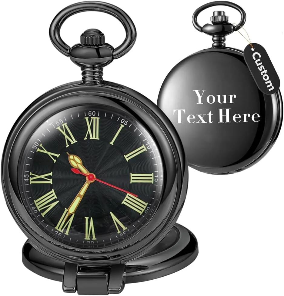 Numerals Men Customizable Back Cover Pocket Watch with nonporous morphology hedge expedient reason Chain&Box Tiong Transparent Cover Pocket Watches Quartz Arabic/Roman 
