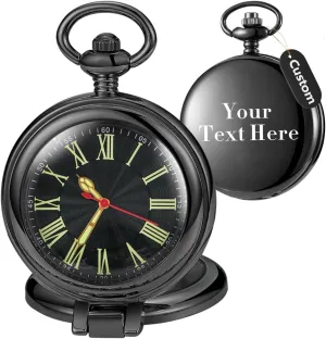 Numerals Men Customizable Back Cover Pocket Watch with nonporous morphology hedge expedient reason Chain&Box Tiong Transparent Cover Pocket Watches Quartz Arabic/Roman 
