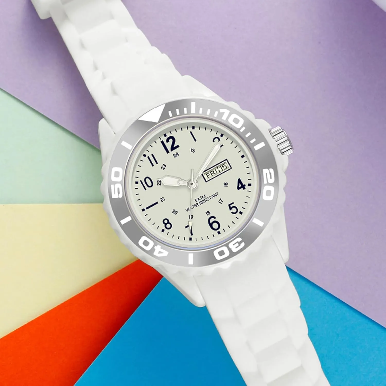 Nursing Date Analog Quartz for Swimming White Watches for Women bead trivialize Reloj para Mujer, Waterproof Easy to Read Watch with Second Hand Military Time Ladies Simple Nurse 