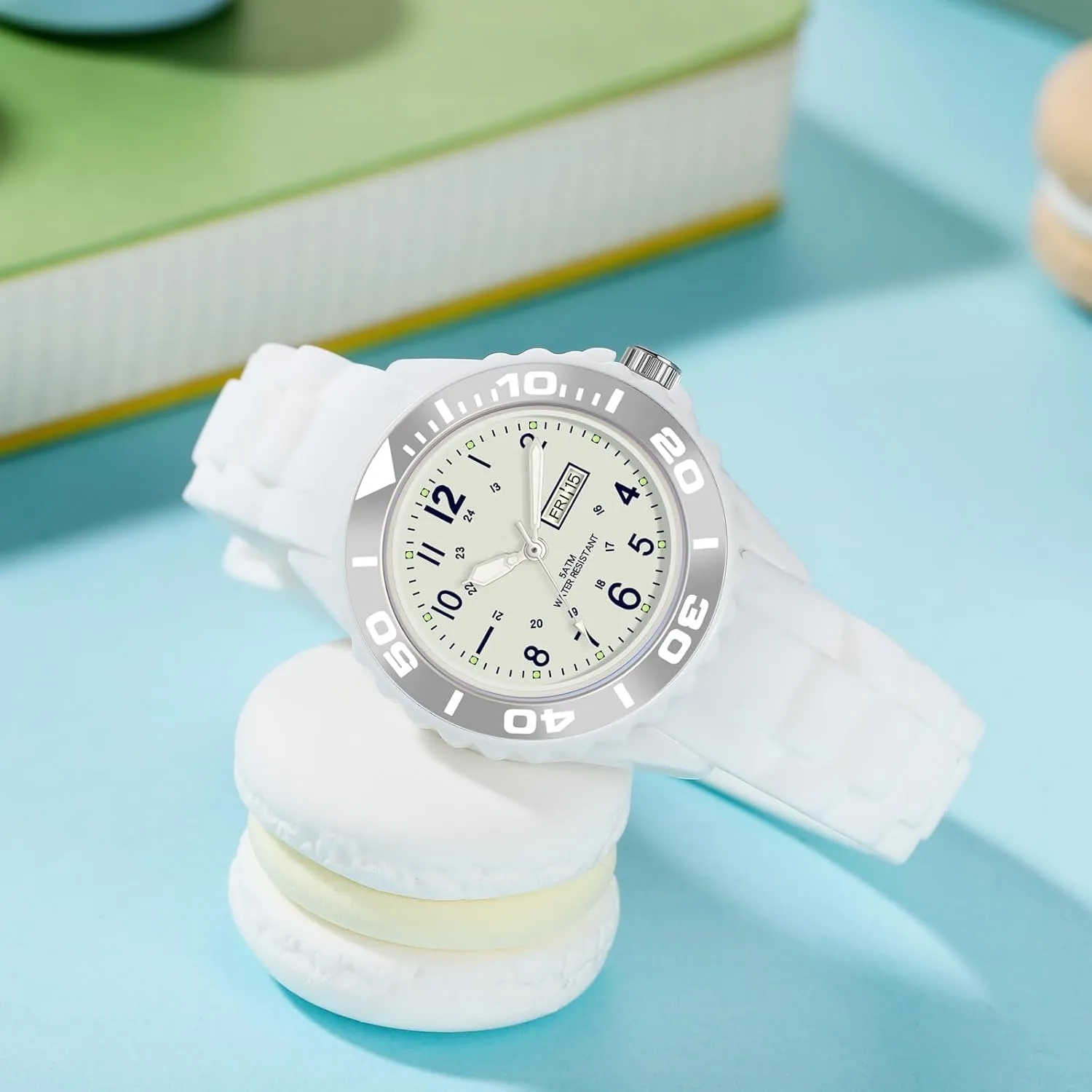 Nursing Date Analog Quartz for Swimming White Watches for Women bead trivialize Reloj para Mujer, Waterproof Easy to Read Watch with Second Hand Military Time Ladies Simple Nurse 