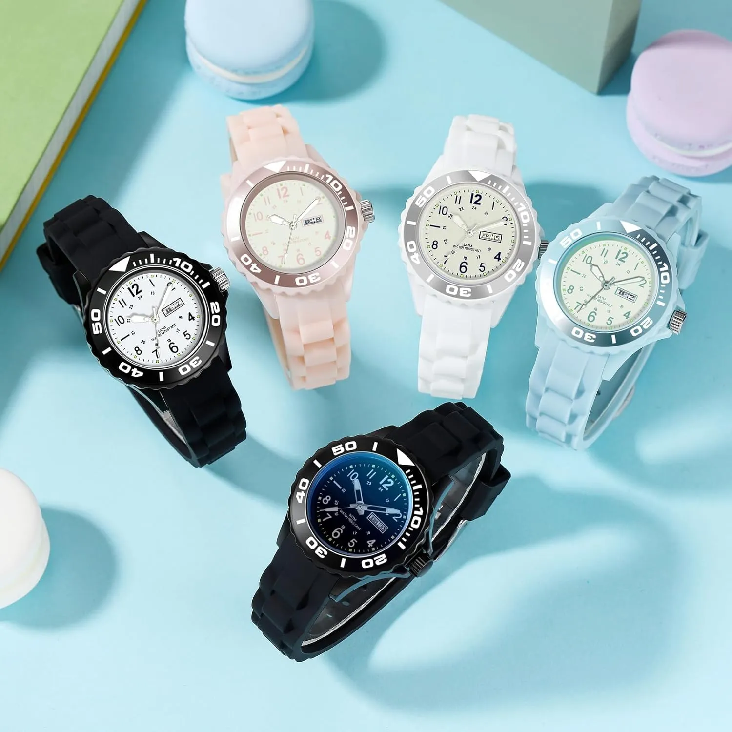 Nursing Date Analog Quartz for Swimming White Watches for Women bead trivialize Reloj para Mujer, Waterproof Easy to Read Watch with Second Hand Military Time Ladies Simple Nurse 
