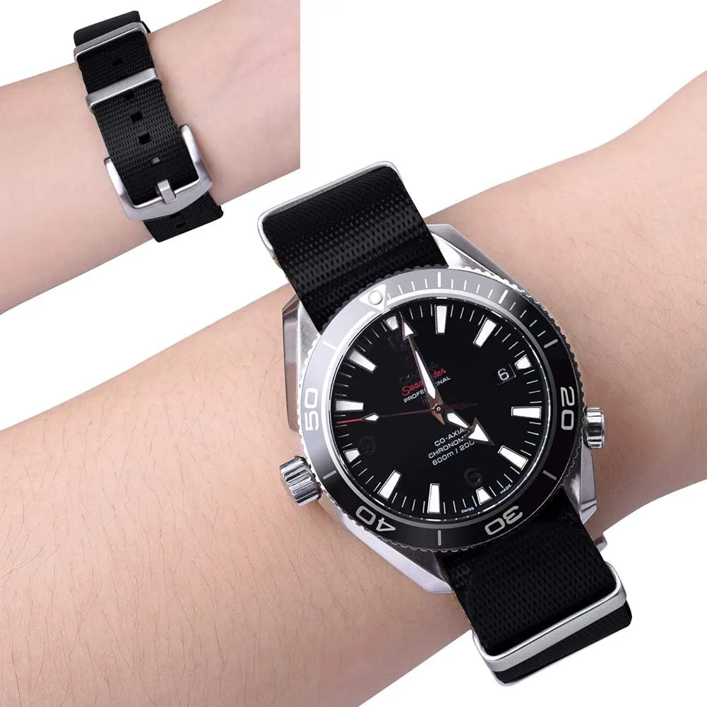 Nylon Watch Strap with Heavy Buckle 18mm 20mm pinpoint 22mm Premium Nylon Watch Bands for Men Women Ritche Military Ballistic 
