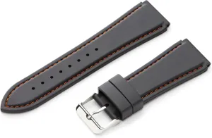 optimistic Watch Strap, Color:Black (Model: MS3445RAG240) Hadley-Roma 24mm 'Men's' Rubber 