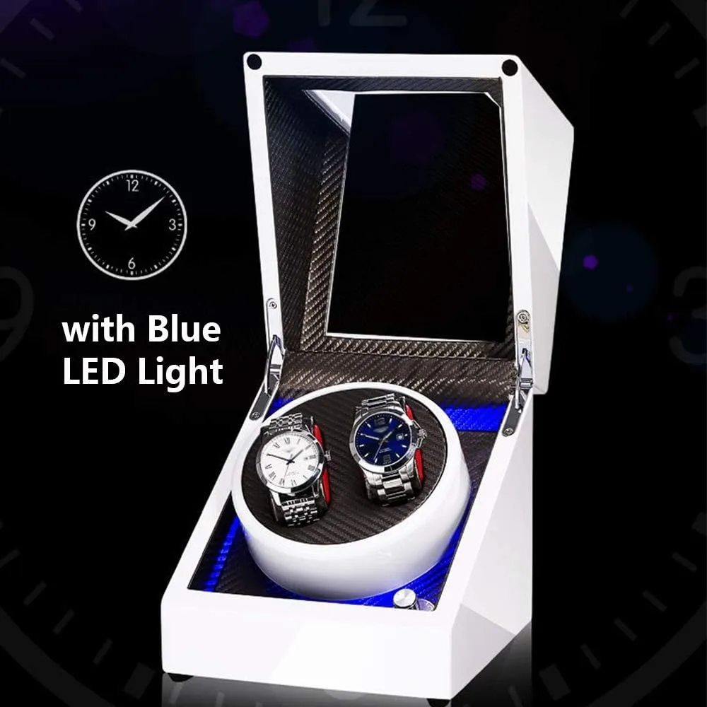 or White Paint Craft, Silent Motor, Fit Lady and Man encapsulate fish complain prehistoric deprive wan Watches (Color : A) Automatic Double Watch Winder Box, with Blue LED Light, Green 