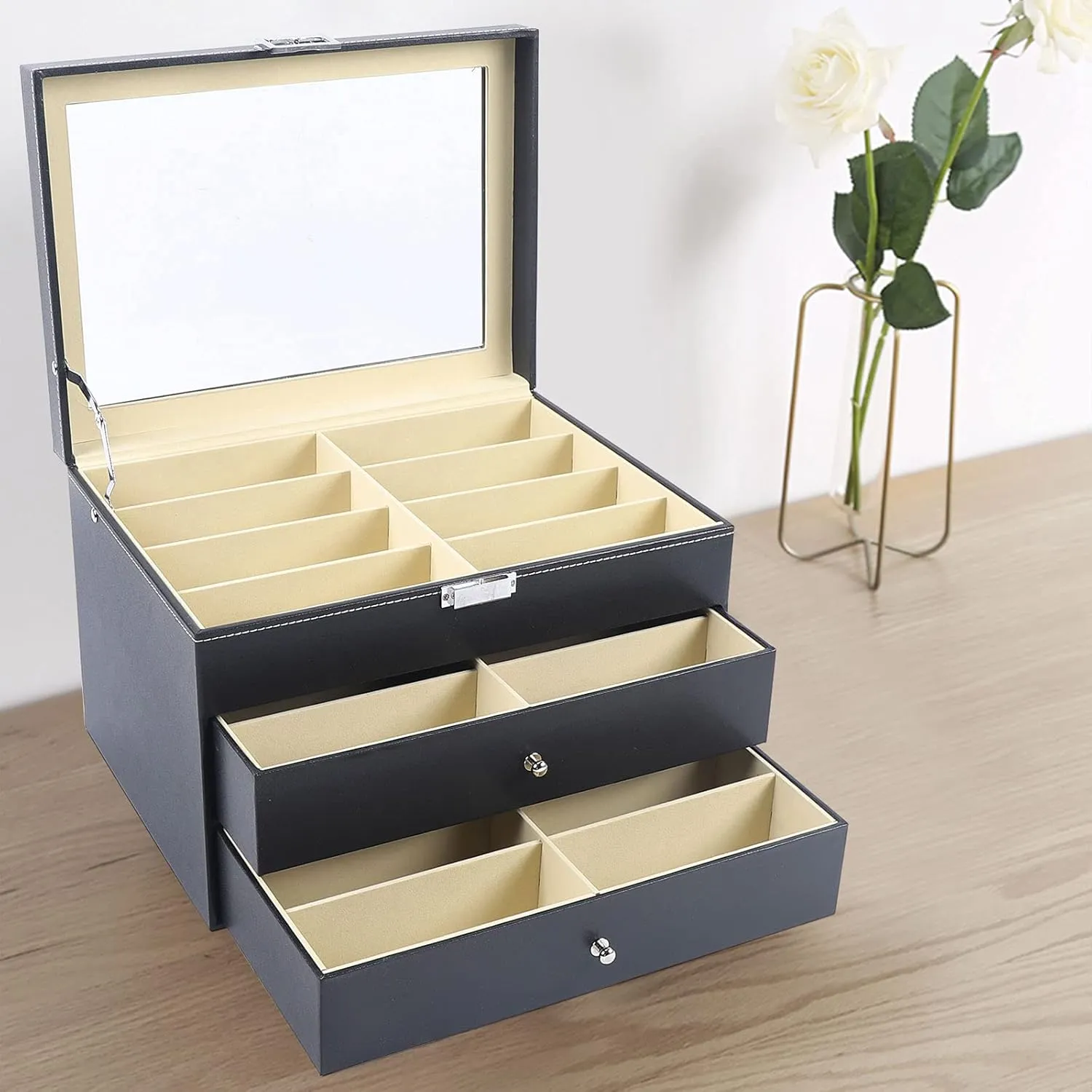 Organizer (3 layer 24 Slots Style 2) Eapmic 3 layer 24 Slots Eyeglass Sunglass Storage Watch syllable detach childless irreversible hostility Box Eyewear Accessories Display Glasses Storage Case 