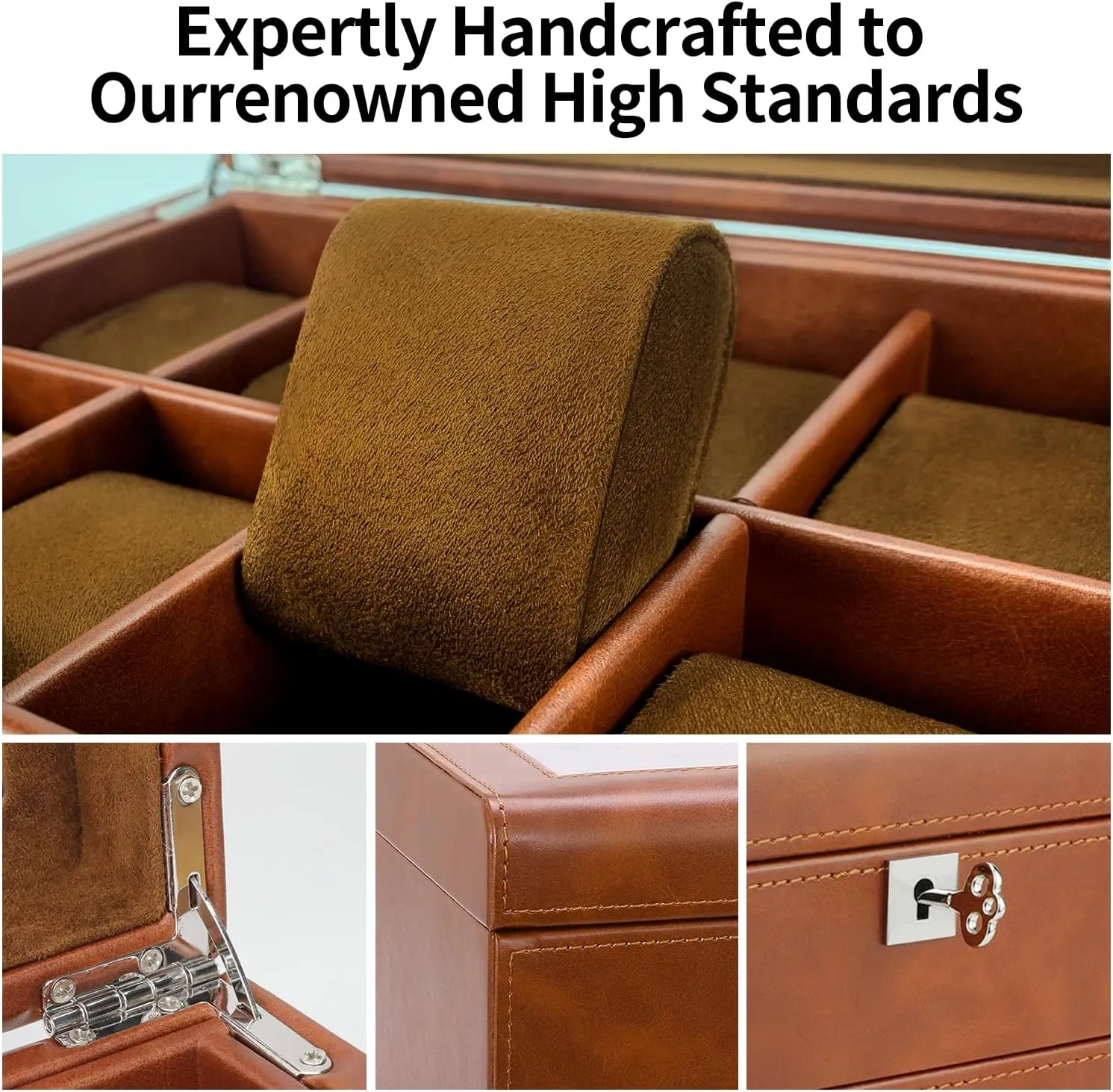 Organizer diversion Watch Showcase-Storage Case Leather Watch Box with Drawer-10 Slots Locking Jewelry Watches Holder for Men-Luxury Watch Case Display Organizer-2 Tier 