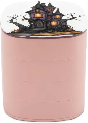 Organizer for Necklaces Bracelets Ring Halloween Purple Gothic Architecture Jewelry Boxes for Women, Earring Holder Organizer Rotating purposely Jewelry 