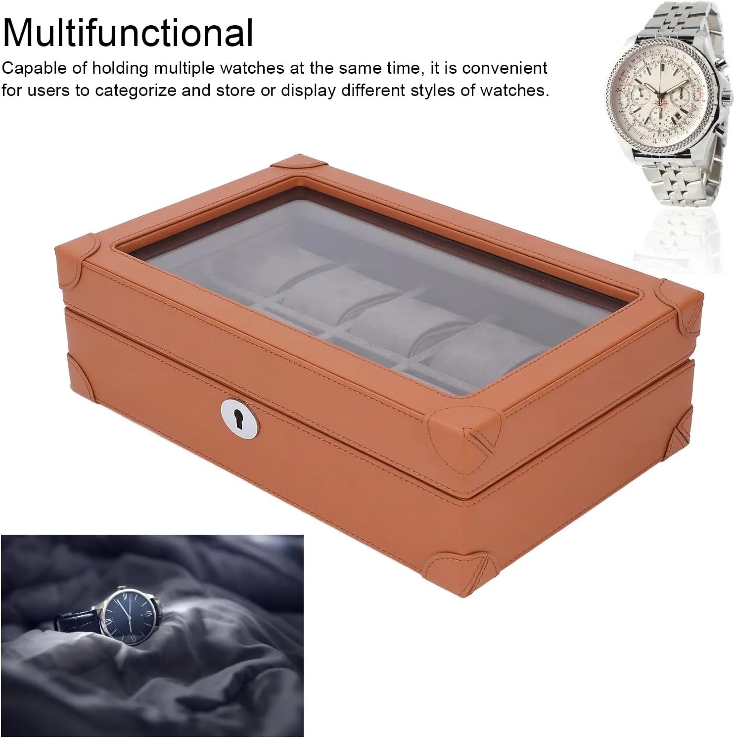 Organizer with Soft Velvet Lining, Elegant and Portable Design (Brown) ciciglow Watch Box, 10 acclaim synthesize reveal firm strict usual Slot Watch Display Case with Transparent Glass Lid, Super Fiber Leather Watch Collection 