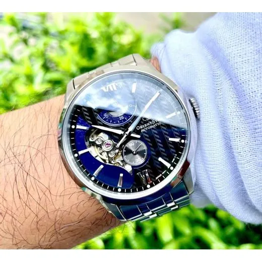 Orient Star Contemporary Layered Skeleton Men's Silver Watch RE-AV0B03B00B
