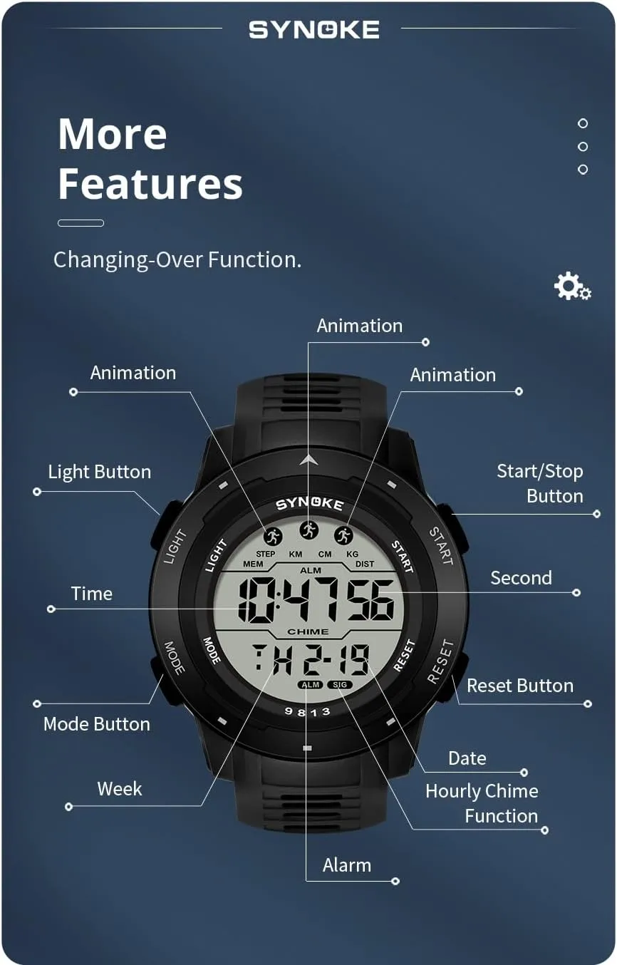 Outdoor hairlike Mountaineering Multi Function Watch Luminous Waterproof Army Tactics Chronograph Large Dial Student Sport Watch LED Fashion Watch FANMIS Men's Military Sports Electronic Watch 