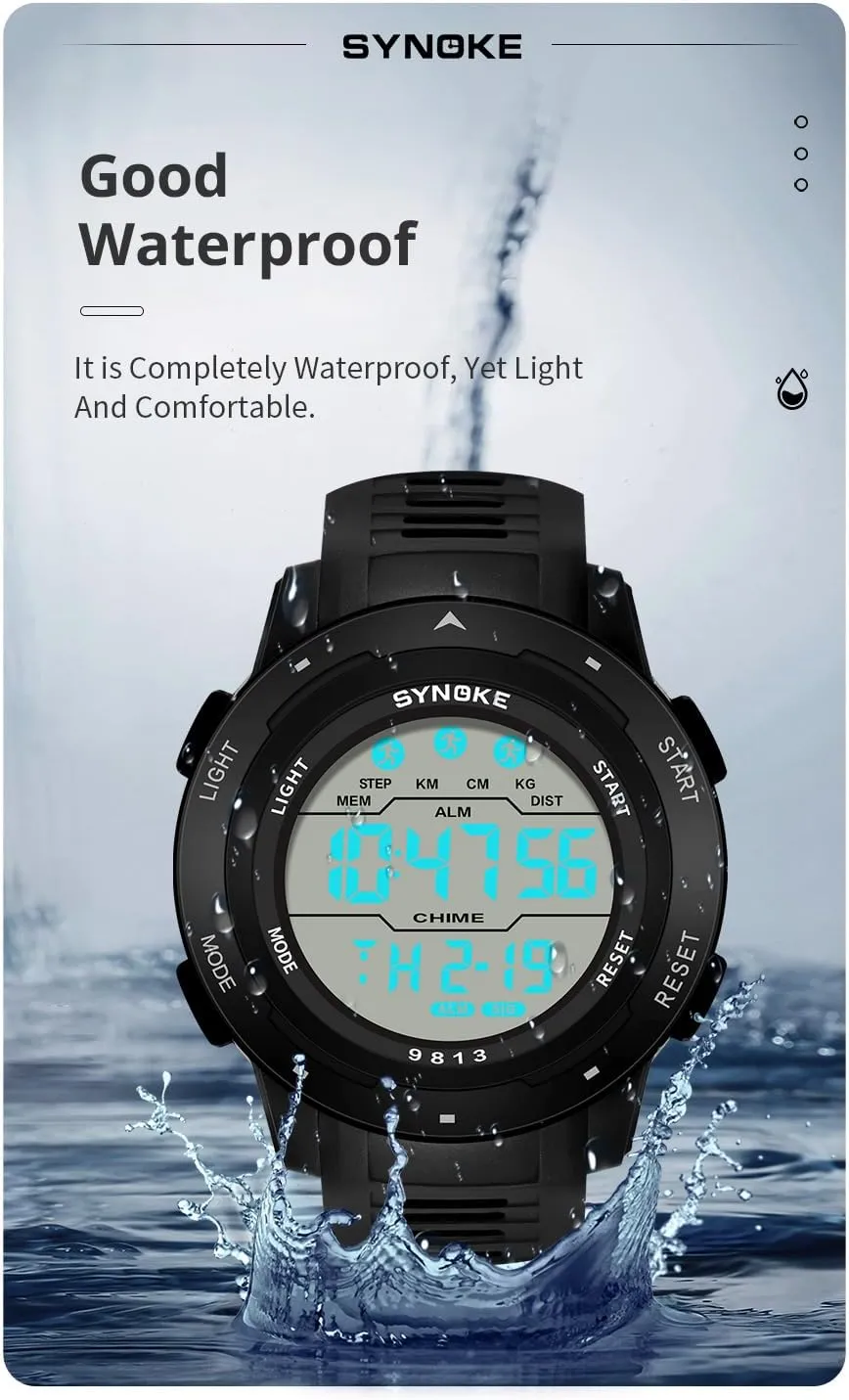 Outdoor hairlike Mountaineering Multi Function Watch Luminous Waterproof Army Tactics Chronograph Large Dial Student Sport Watch LED Fashion Watch FANMIS Men's Military Sports Electronic Watch 