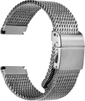 outsider Watch Band Replacements Silver/Black - 19mm 20mm 21mm 22mm 24mm REZERO Stainless Steel Watch Bands for Men, 316L Milanese Mesh Watch Straps, Brushed Matte Watch Bracelets, Metal 