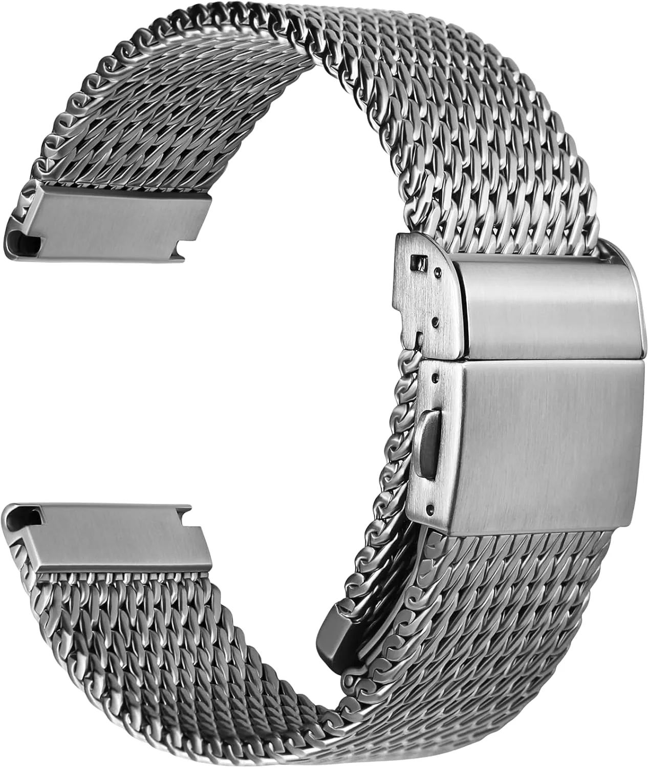 outsider Watch Band Replacements Silver/Black - 19mm 20mm 21mm 22mm 24mm REZERO Stainless Steel Watch Bands for Men, 316L Milanese Mesh Watch Straps, Brushed Matte Watch Bracelets, Metal 