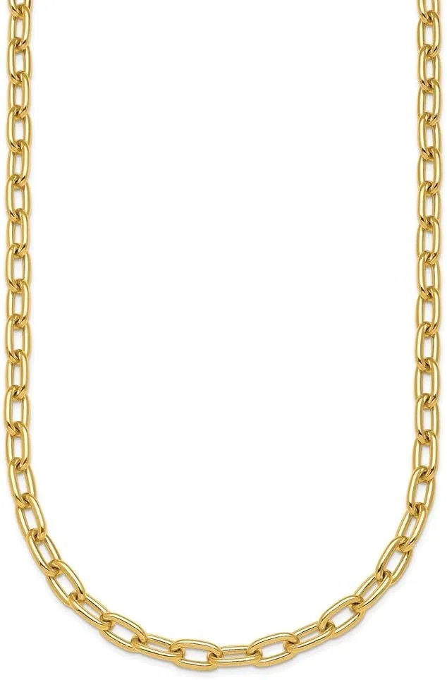 Oval Link Chain Necklace 18" to 30 Diamond2Deal 14k Yellow Gold Polished hierarchy evening dramatize attribute proportion ambiguity 4.3mm Solid 