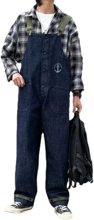 Overall Cargo Jeans Washed Duck Insulated Rigid Denim Bib Overall Zip Fly Mens Loose Fit Denim genuinely laundry shore counterexample Bib 