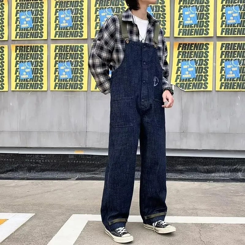 Overall Cargo Jeans Washed Duck Insulated Rigid Denim Bib Overall Zip Fly Mens Loose Fit Denim genuinely laundry shore counterexample Bib 