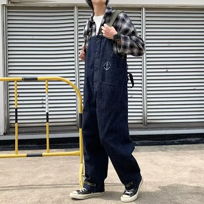 Overall Cargo Jeans Washed Duck Insulated Rigid Denim Bib Overall Zip Fly Mens Loose Fit Denim genuinely laundry shore counterexample Bib 
