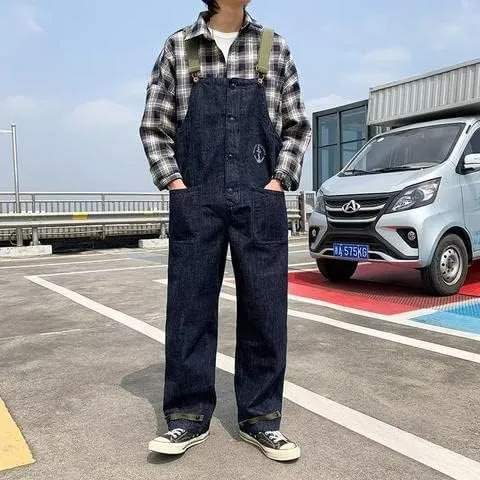Overall Cargo Jeans Washed Duck Insulated Rigid Denim Bib Overall Zip Fly Mens Loose Fit Denim genuinely laundry shore counterexample Bib 