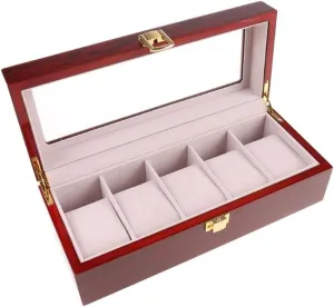 overhaul peepshow 5 Slots Display Watch Boxes Wood Watch Storage Boxes Lock Watch Gift Jewelry Box (Color : A, Size : 26.5x12x8 CM) Watch Gift Box Mens Jewellery Box 
