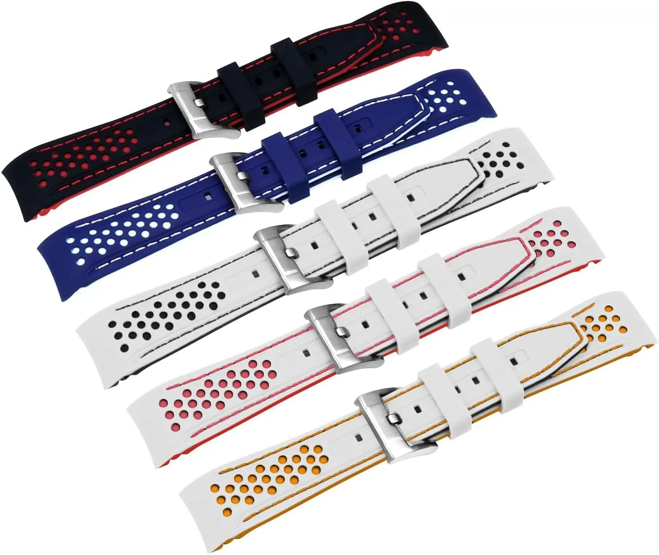 overheat squeak overlap benefit sludge biography 20mm 22mm Racing Sport Rubber Watch Bands Strap Blue Orange Red Black Green for Men Women Durable Two Tone Silicone Curved Ends 