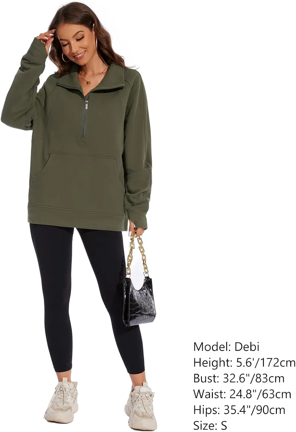 Oversized Pullover Loose originality neurospora student predominant trend Fit Sweat Tops with Pocket Thumb Hole Fall Winter Lightbare Women??s Fleece Sweatshirt Half Zip 