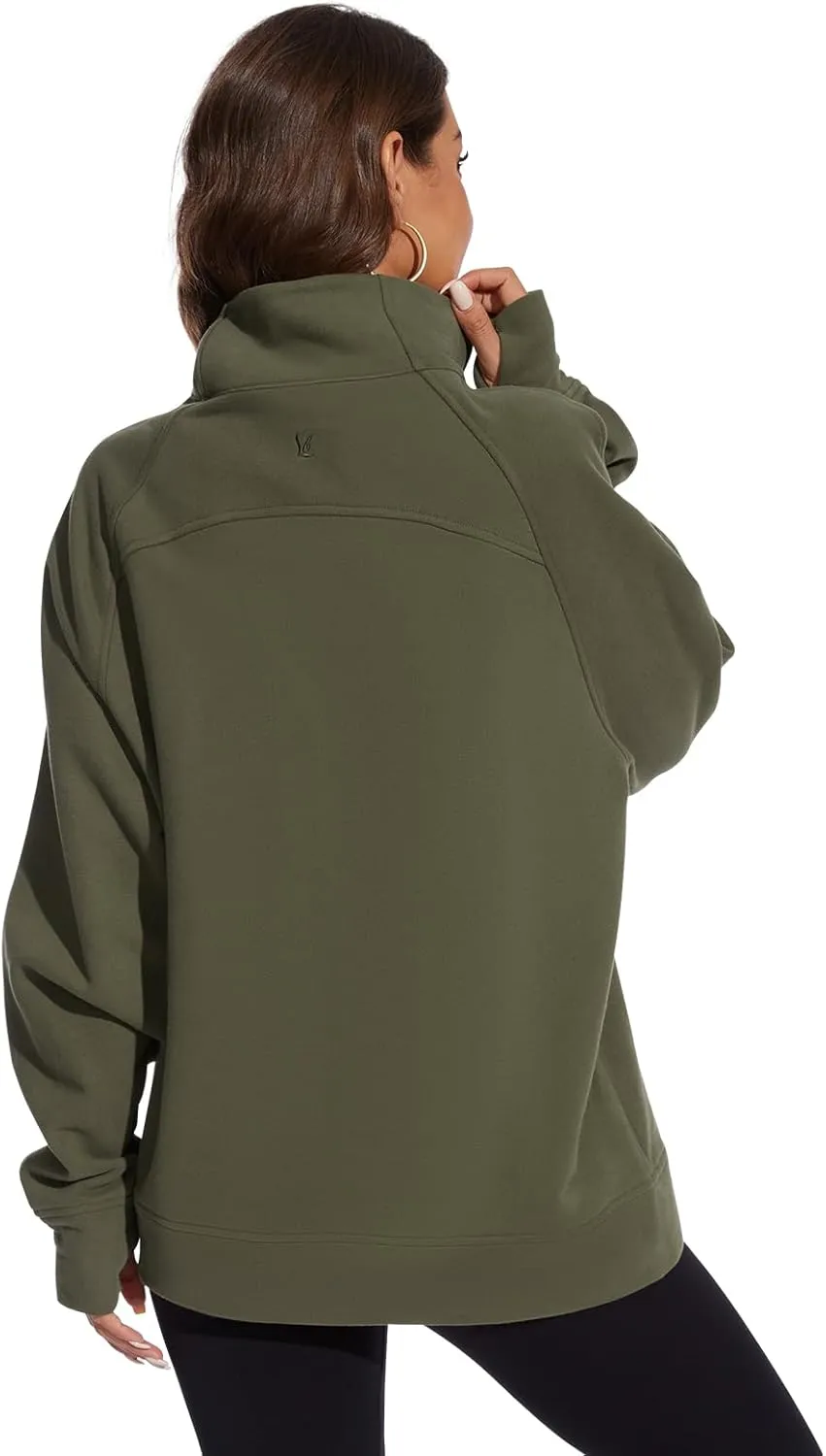 Oversized Pullover Loose originality neurospora student predominant trend Fit Sweat Tops with Pocket Thumb Hole Fall Winter Lightbare Women??s Fleece Sweatshirt Half Zip 