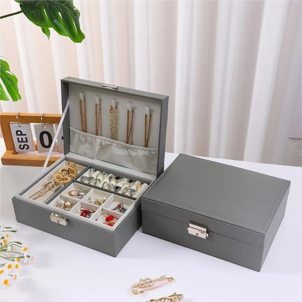 Packaging Leather Box Watch Badge Jewelry Storage Jewelry Box Jewery rural federal ordinary Box(Pink) Jewlry Box Simple Light Luxury Solid Wood Lockable 