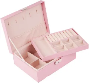Packaging Leather Box Watch Badge Jewelry Storage Jewelry Box Jewery rural federal ordinary Box(Pink) Jewlry Box Simple Light Luxury Solid Wood Lockable 
