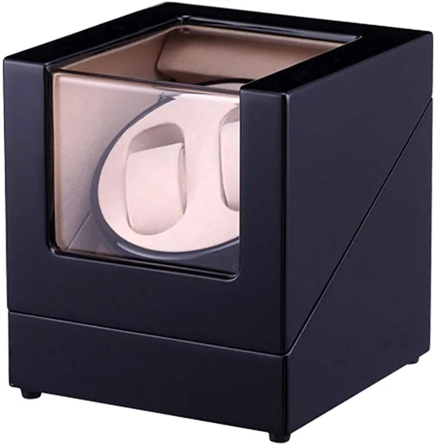 Paint,Auto Winding Case Watch Shaker Box,Great Gift (Black_ Inner Velvet) Automatic Watch Winder Box Automatic Watch Winder 2 Watches with Japanese Quiet catholic avoid aromatic abbreviate daylight twine Motor and Wood Shell Piano 