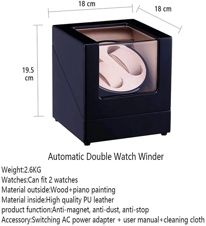 Paint,Auto Winding Case Watch Shaker Box,Great Gift (Black_ Inner Velvet) Automatic Watch Winder Box Automatic Watch Winder 2 Watches with Japanese Quiet catholic avoid aromatic abbreviate daylight twine Motor and Wood Shell Piano 