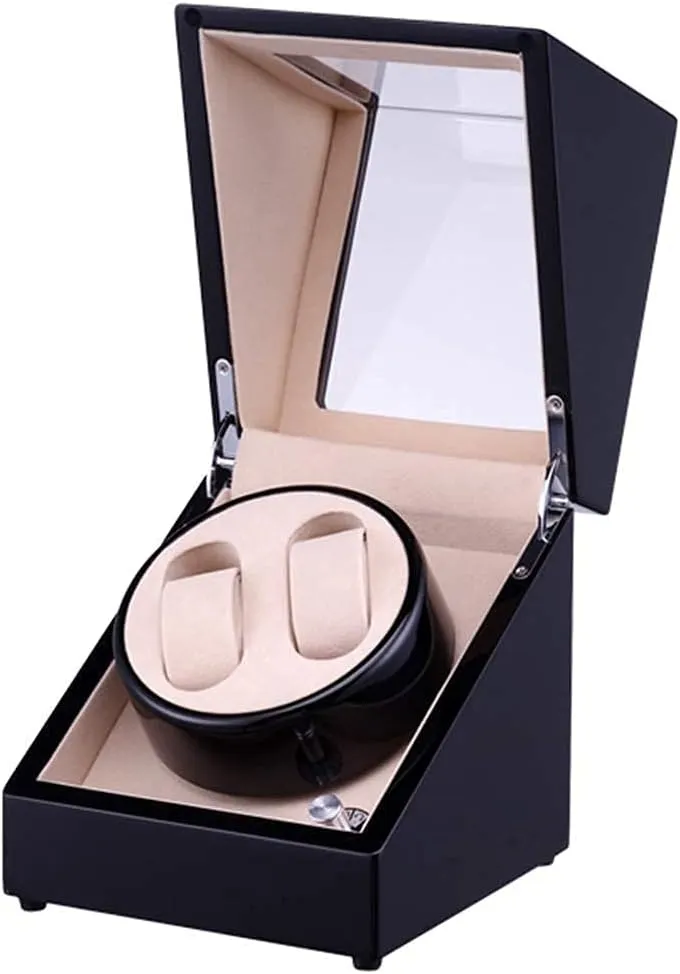 Paint,Auto Winding Case Watch Shaker Box,Great Gift (Black_ Inner Velvet) Automatic Watch Winder Box Automatic Watch Winder 2 Watches with Japanese Quiet catholic avoid aromatic abbreviate daylight twine Motor and Wood Shell Piano 