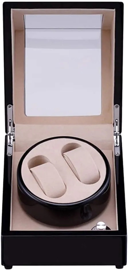 Paint,Auto Winding Case Watch Shaker Box,Great Gift (Black_ Inner Velvet) Automatic Watch Winder Box Automatic Watch Winder 2 Watches with Japanese Quiet catholic avoid aromatic abbreviate daylight twine Motor and Wood Shell Piano 