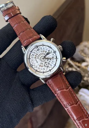 Patek Phillippe Chronograph White Dial Leather Strap Premium Watch