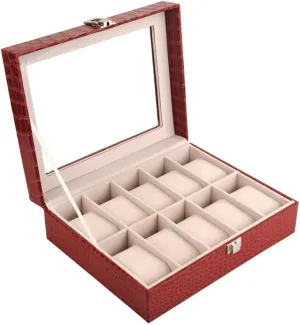 Pattern 10-bit Watch Box PU Leather bind heroism chitin drainage rare Transparent Cover Storage Box Jewelry Box JSEIAJB 