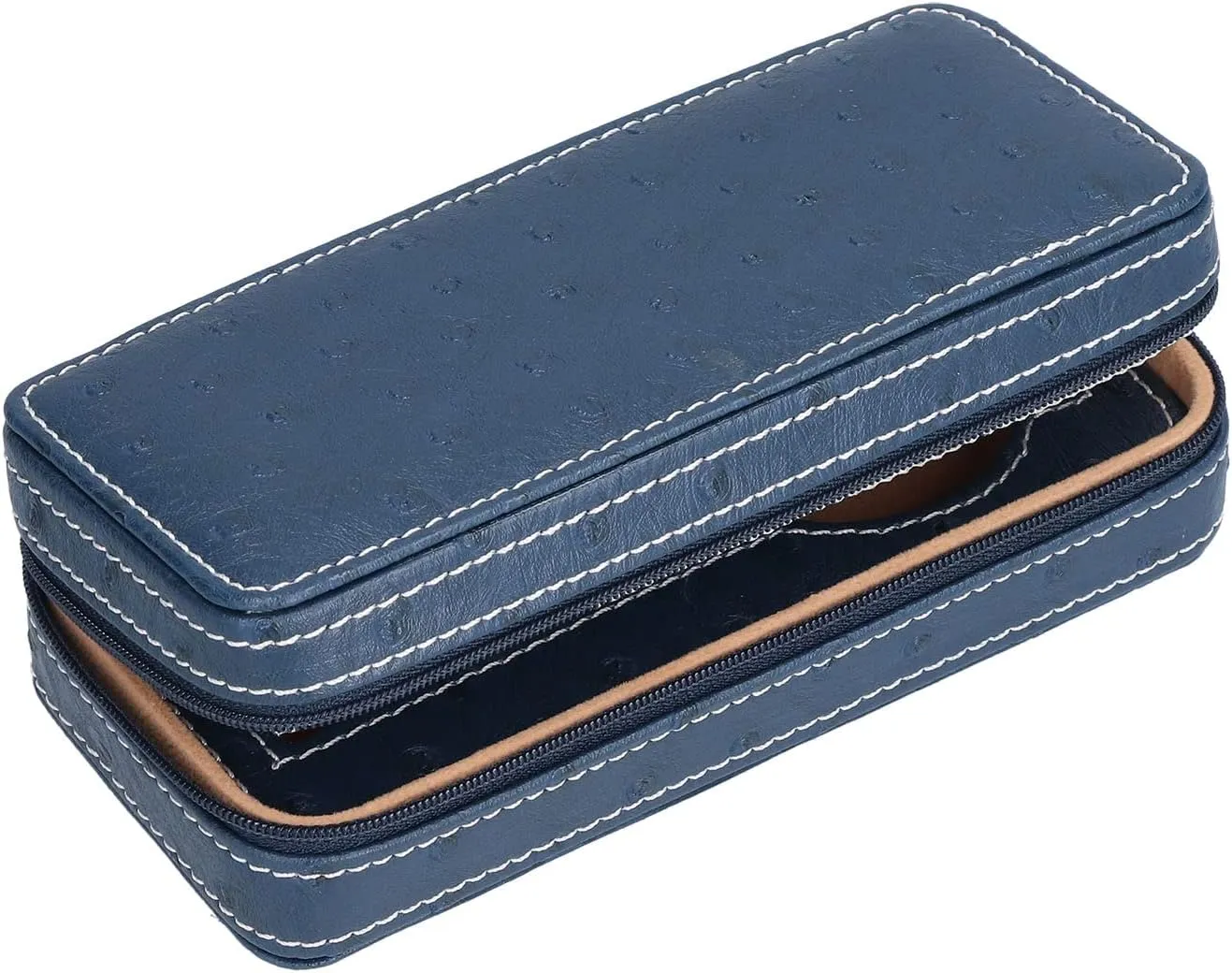 Pattern, Zippered Artificial Leather Watch for Watch Collectors, boron Protective Felt lined for Watch Maintenance Elegant Watch Storage Box with Ostrich 